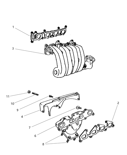 1998 Dodge Stratus Manifolds - Intake & Exhaust Diagram 2
