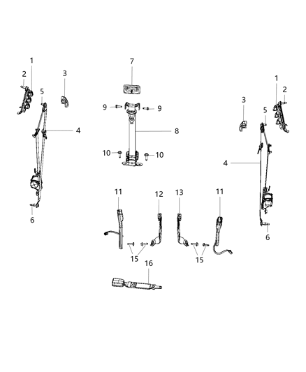 2020 Ram 2500 Seat Belts, First Row Diagram 3