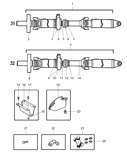 1997 Dodge Ram 1500 Propeller Shaft - Rear Diagram 3