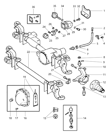 1998 Dodge Ram 2500 Front Axle Housing Diagram