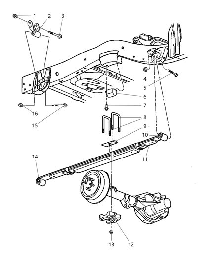 2002 Dodge Dakota Rear Leaf Spring Diagram for 52106743AC