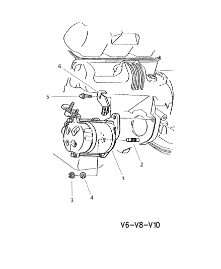 2002 Dodge Ram 2500 Quad & Club Cab Starter & Mounting Diagram 1