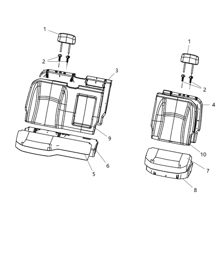 2011 Ram 1500 Rear Seat Back Cover Diagram for 1SJ77XDVAA