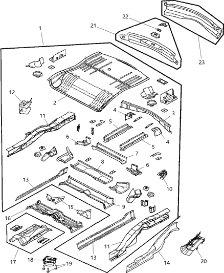 2007 Chrysler Pacifica Pan-Rear Floor Diagram for 5054385AB