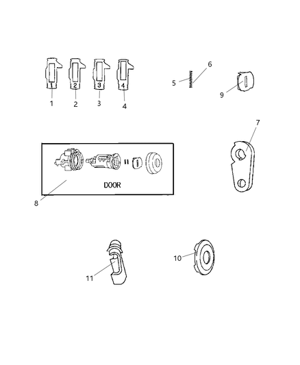 2008 Chrysler PT Cruiser Door Lock Cylinders Diagram