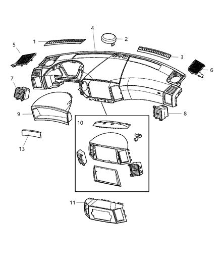 2005 Jeep Grand Cherokee Bezel-Cluster Diagram for 5JY71ZJ8AC