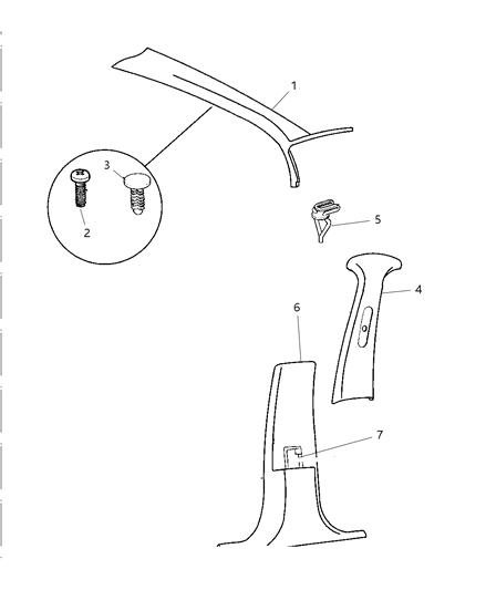 1997 Chrysler LHS Moldings - A And B Pillar Diagram