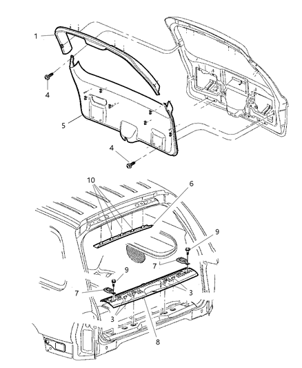 2002 Dodge Durango Panels - Liftgate & Scuff Plate Diagram