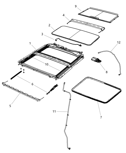 2013 Ram 3500 Sunroof Glass & Component Parts Diagram