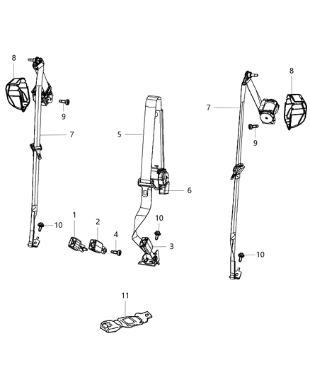 2012 Dodge Durango Rear Outer Seat Belt Diagram for 1SU041L1AD