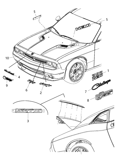 2014 Dodge Challenger Nameplate Diagram for 68047939AA