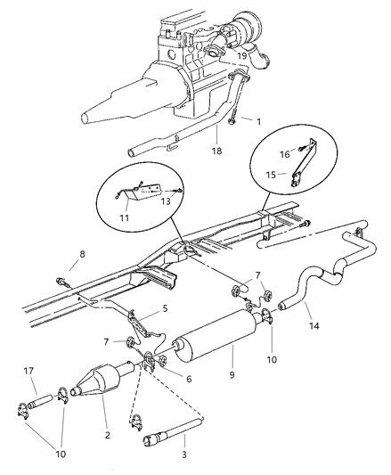 2002 Dodge Ram 2500 Exhaust Muffler Diagram for 52103159