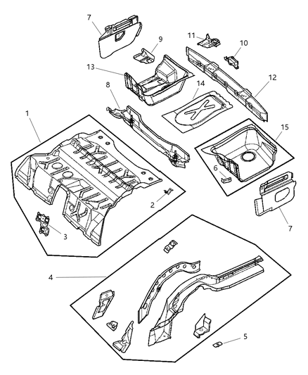 2006 Chrysler Crossfire Rear Floor Pan Diagram