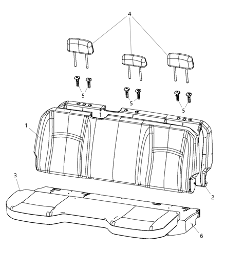 2016 Ram 1500 Crew Cab Rear Seat - Bench Diagram