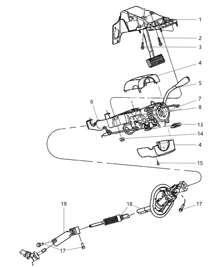 2005 Dodge Ram 3500 Column, Steering Upper And Lower Diagram