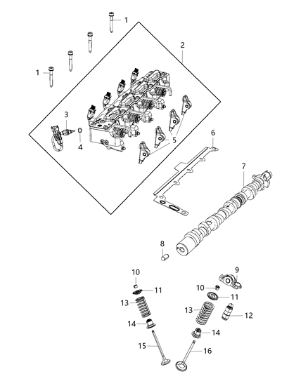 2019 Jeep Compass Camshaft / Camshaft Housing And Valvetrain Diagram 6