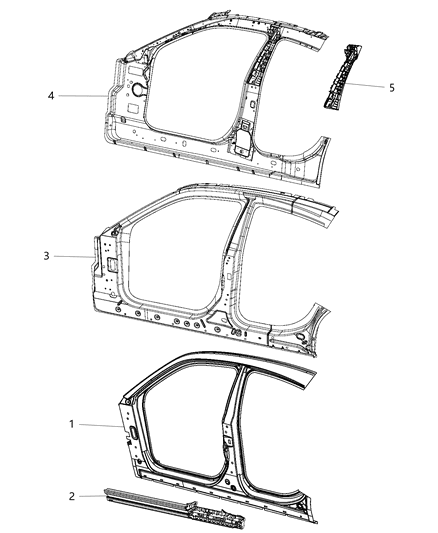 2018 Dodge Charger Panel-Body Side Aperture Inner Diagram for 68266967AL