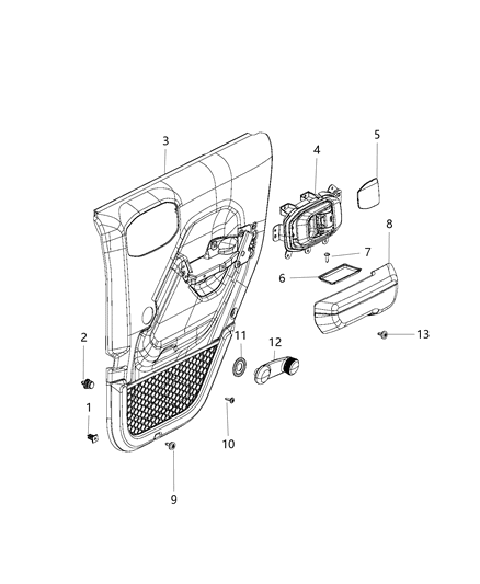 2021 Jeep Wrangler Rear Door Trim Panel Diagram