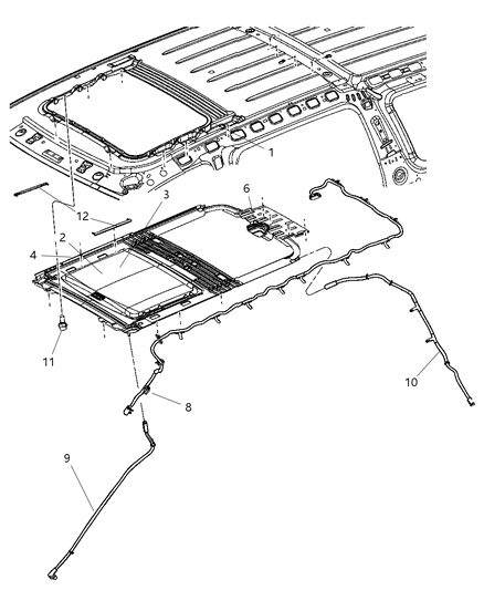 2007 Dodge Durango SUNSHADE-SUNROOF Diagram for 5135009AB