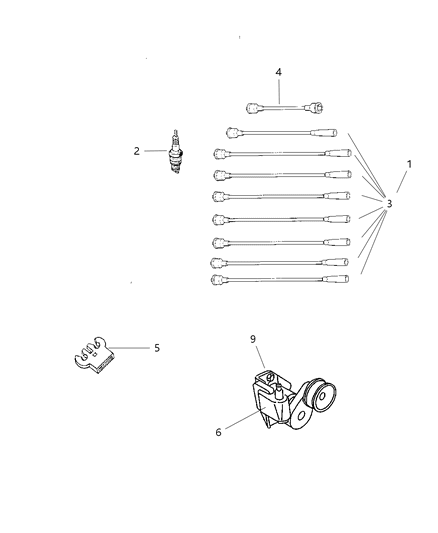 2003 Dodge Ram 2500 Spark Plugs, Cables & Coils Diagram