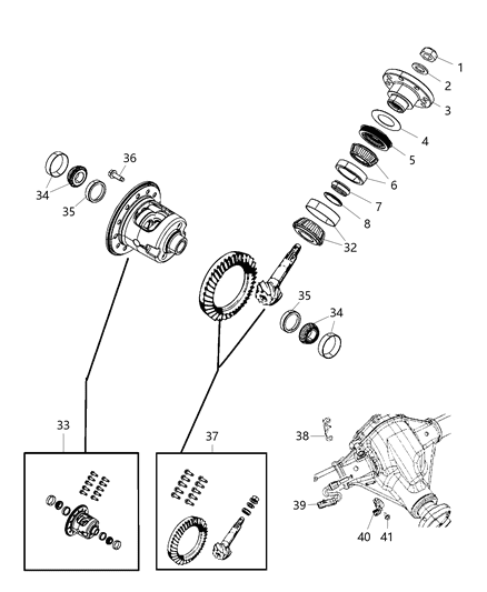 2017 Jeep Wrangler Differential Assembly, Rear Diagram 3