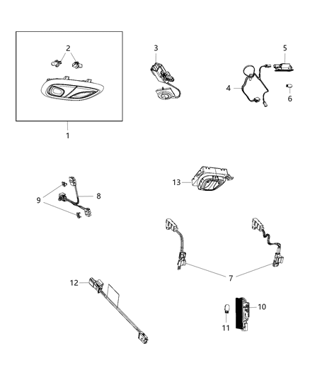 2017 Jeep Cherokee Lamps, Interior Diagram