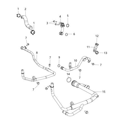2021 Jeep Grand Cherokee Coolant Tubes & Hose Diagram 1