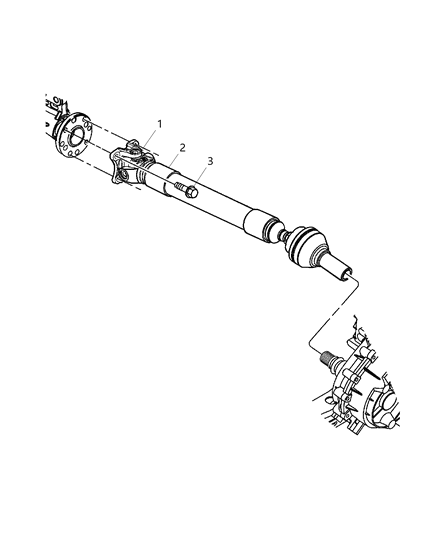 2002 Dodge Ram 1500 Propeller Shaft - Front Diagram