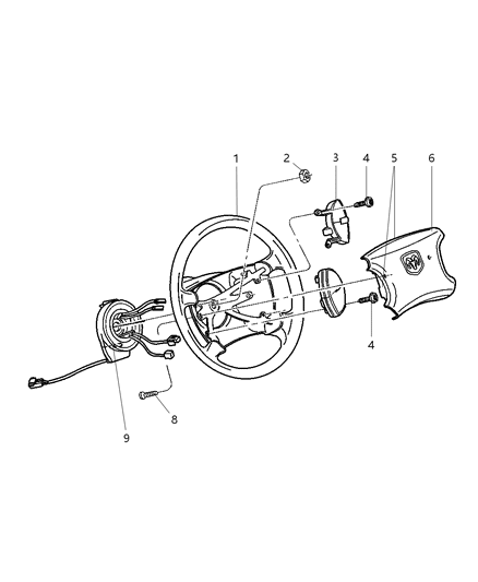 2002 Dodge Ram 2500 Quad & Club Cab Steering Wheel Diagram