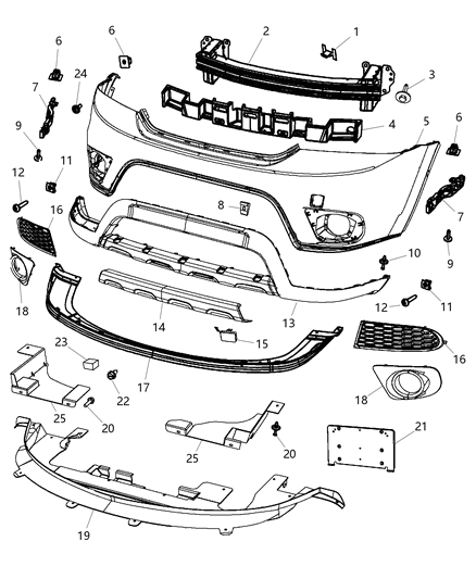 2012 Dodge Journey Fascia, Front Diagram