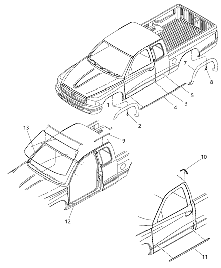 2003 Dodge Dakota Molding-Wheel Opening Flare Diagram for 5GU77AGWAC