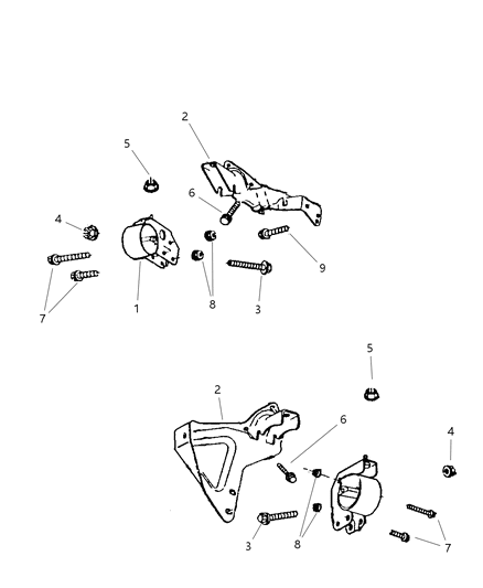 2003 Dodge Dakota Engine Mounting, Front Diagram 3