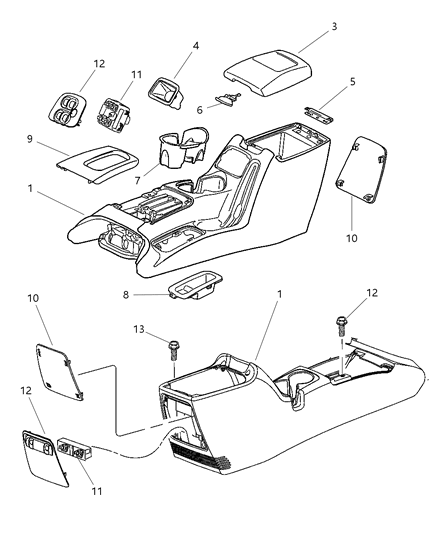 2003 Jeep Liberty Console-Base Diagram for WD851DVAB