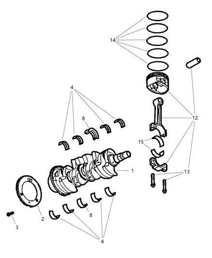 2006 Chrysler PT Cruiser Crankshaft , Pistons And Torque Converter And Drive Plate Diagram 1