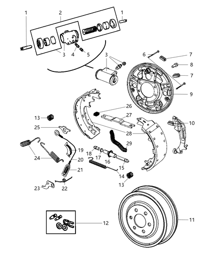 1998 Dodge Dakota Brakes, Rear Diagram 1