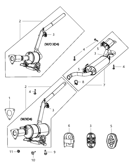 2011 Chrysler Town & Country Exhaust System Diagram 1