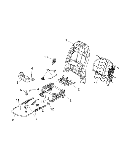 2015 Jeep Renegade Adjuster, Recliner And Shields - Passenger Seat Diagram