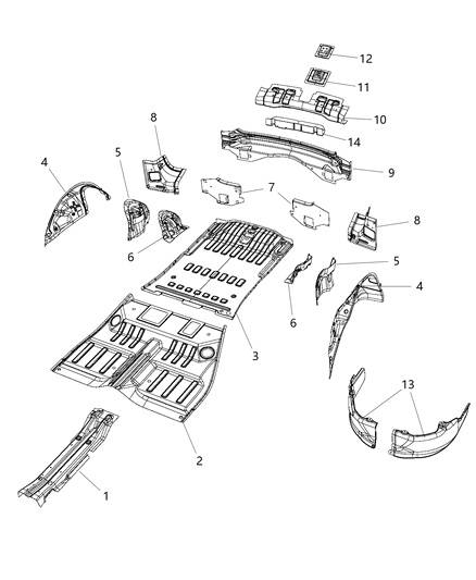 2016 Dodge Durango Rear Floor Pan Diagram