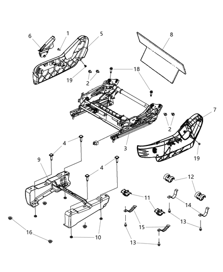 2018 Dodge Grand Caravan Adjusters, Recliners & Shields - Passenger Side - Power Diagram