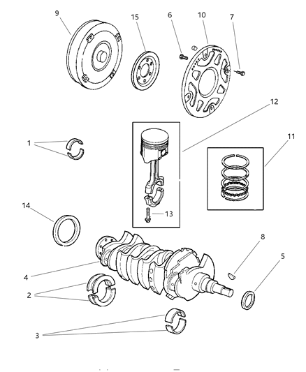 1998 Dodge Stratus Crankshaft , Piston And Torque Converter Diagram 1