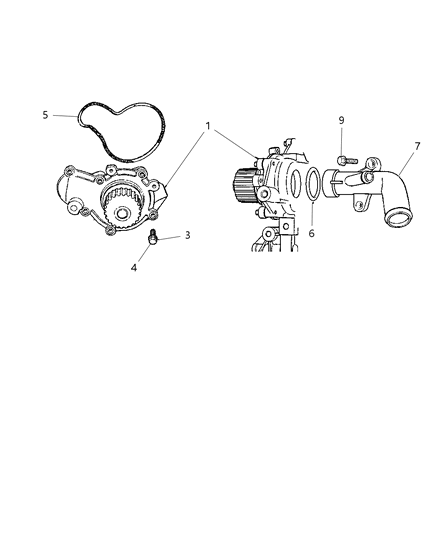 1998 Dodge Caravan Water Pump & Related Parts Diagram 3