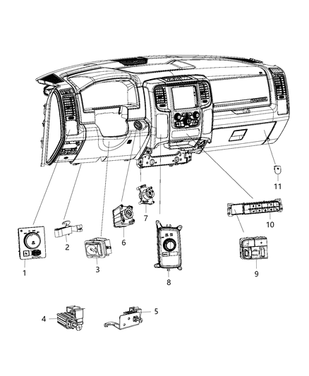 2018 Ram 5500 Switches - Instrument Panel Diagram