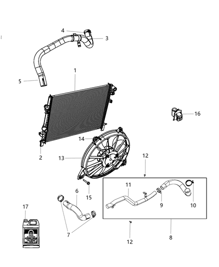 2015 Dodge Journey Hose-Radiator Outlet Diagram for 5058911AE