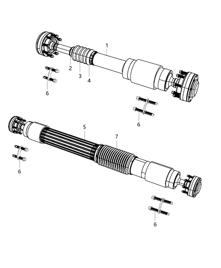 2012 Jeep Wrangler Rear Drive Shaft Diagram for 68066760AA