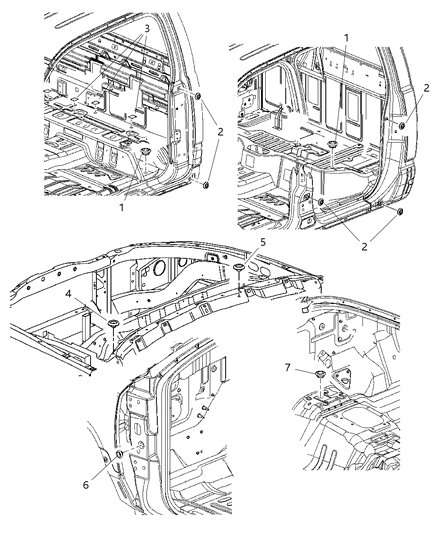 2007 Dodge Dakota Plugs - Cab & Body Diagram