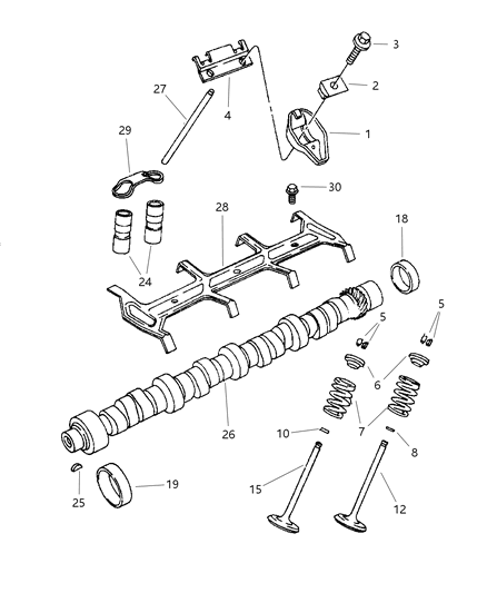 1997 Dodge Dakota Camshaft & Valves Diagram 3