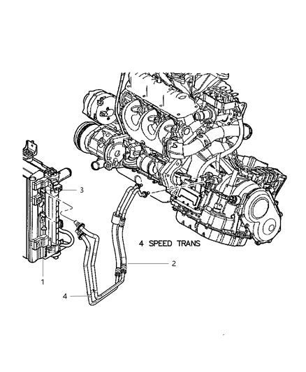 2005 Dodge Grand Caravan Transmission Oil Cooler & Lines Diagram