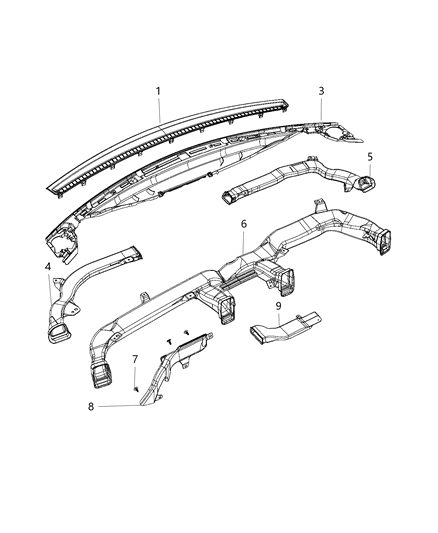 2021 Ram 1500 Ducts, Front Diagram