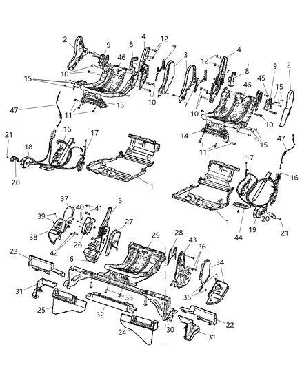 2007 Jeep Commander Second Seat Hardware Diagram