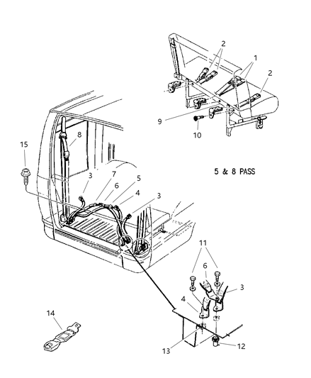 2000 Dodge Ram Van Belts, Rear Seats Diagram